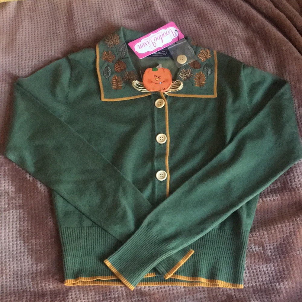 Green Embroidered Cardigan